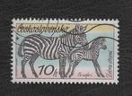 Fauna - Dieren - Zebra's - Tsjecho Slowakije - gebr, Ophalen of Verzenden, Gestempeld, Dier of Natuur