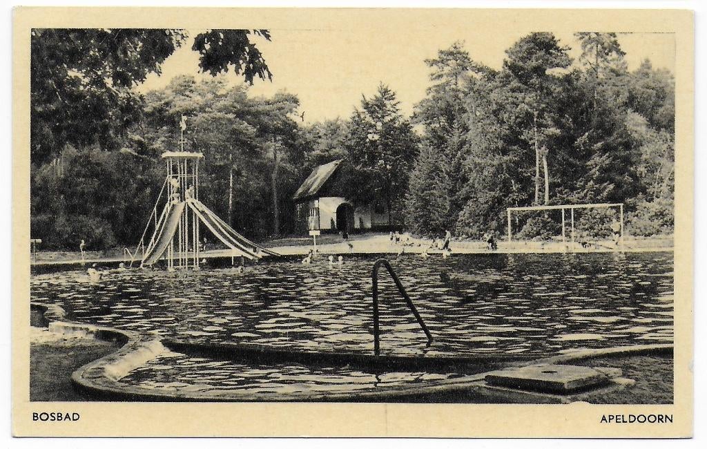 Apeldoorn het Bosbad Ongelopen ansichtkaart B2267, Ophalen of Verzenden, 1940 tot 1960, Ongelopen, Gelderland