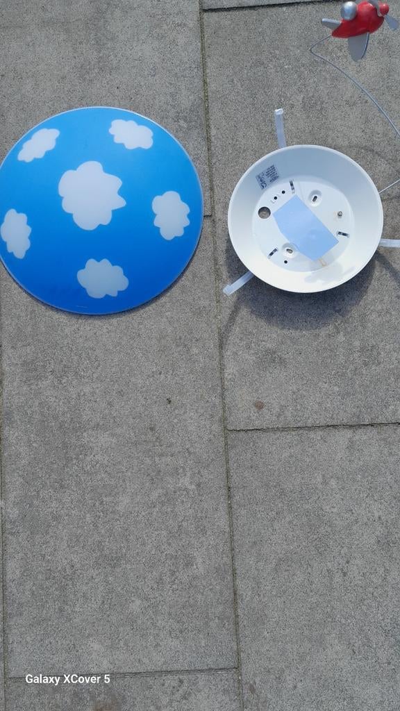 Kinderlamp Plafondlamp Vliegtuig Wolken Blauw, Ophalen of Verzenden, Gebruikt, Metaal, Kindvriendelijk, Speels, Modern