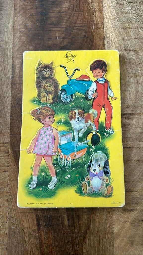 Vintage Houten Puzzel - L.A. Larsen Noorwegen, Kinderen en Baby's, Speelgoed | Kinderpuzzels, Gebruikt, 2 tot 4 jaar, Minder dan 10 stukjes