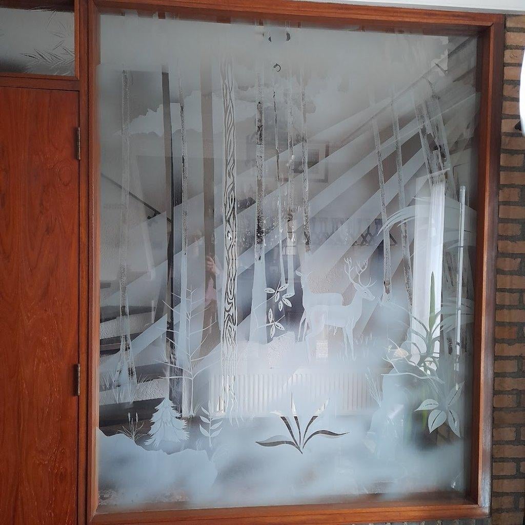 gezandstraalde ruit, Ophalen, 160 cm of meer, Zo goed als nieuw, Glasplaat