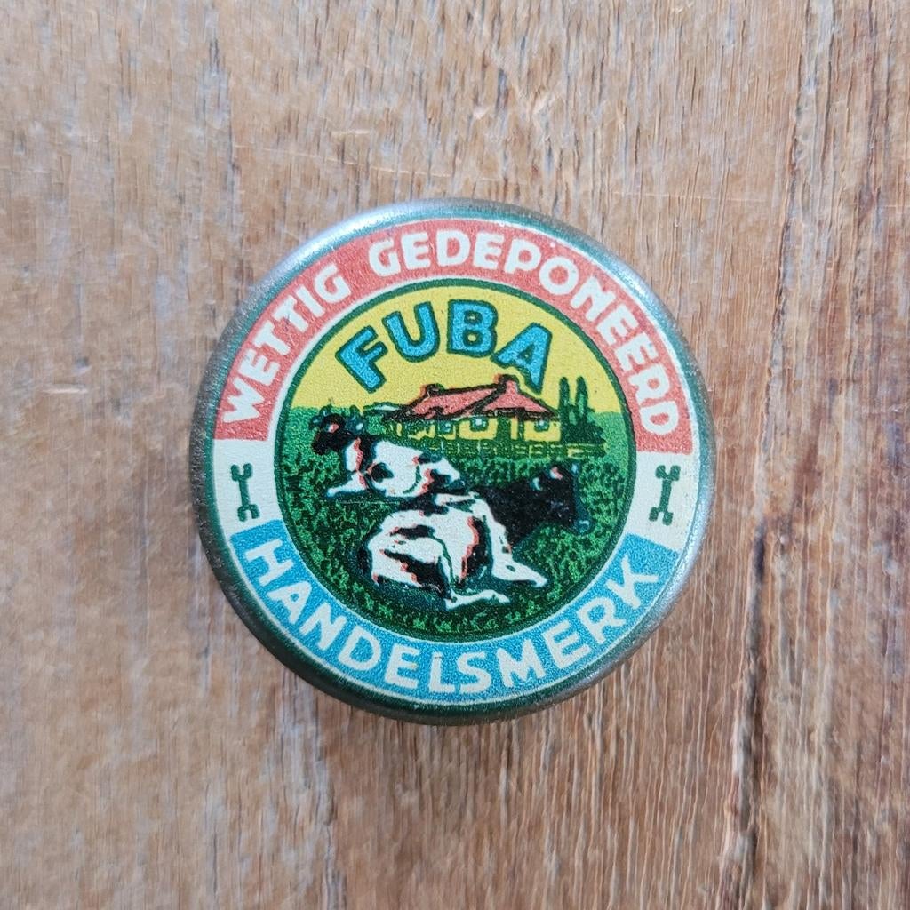 Vintage Fuba blikje - Wettig Gedeponeerd Handelsmerk, Ophalen of Verzenden, Gebruikt, Overige