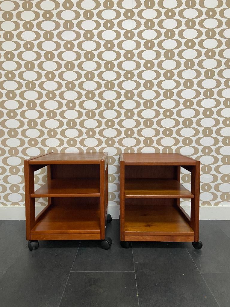 Set van 2 vintage Deense nachtkastjes/bijzettafels, Ophalen, Gebruikt, Minder dan 45 cm, Minder dan 55 cm