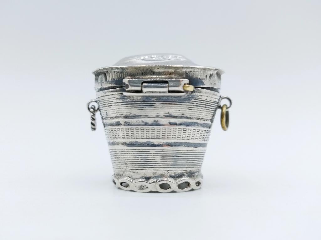 Zilveren lodereindoosje, D.H. Greup, Schoonhoven, ca. 1840, Verzenden, Zilver