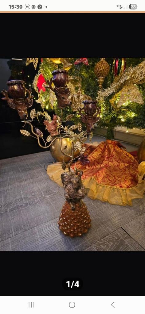 Een unieke en decoratieve kandelaar met een eekhoorn, Ophalen of Verzenden, Minder dan 25 cm