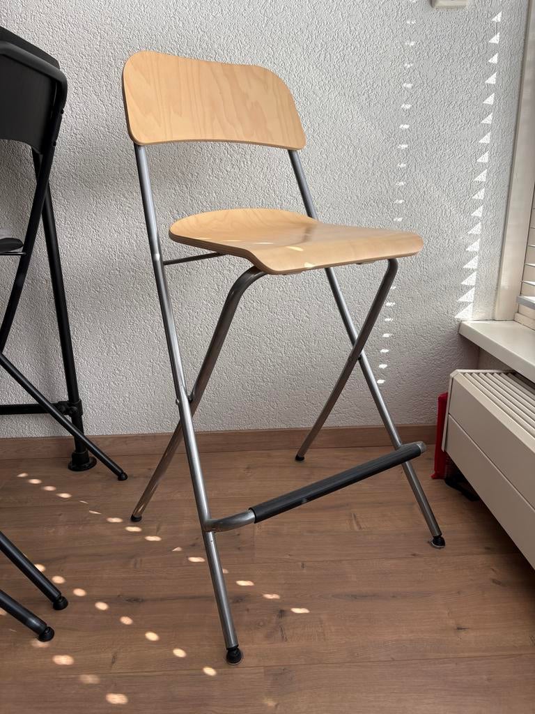 Barkruk 2 stuks opklapbaar, Huis en Inrichting, Barkrukken, Ophalen, Gebruikt, Met voetsteun, 60 tot 90 cm