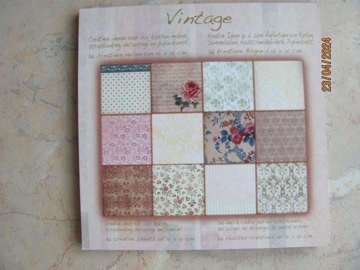 NIEUW papier VINTAGE paperpad 12 DESIGNS bruin beige BEHANG, Hobby en Vrije tijd, Scrapbooking, Nieuw, Papier of Karton, Overige merken