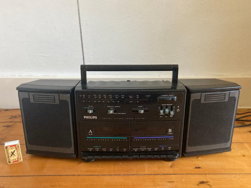 Ghettoblaster met demontabele boxjes & dubbel cassettespeler, Ophalen of Verzenden, Zo goed als nieuw
