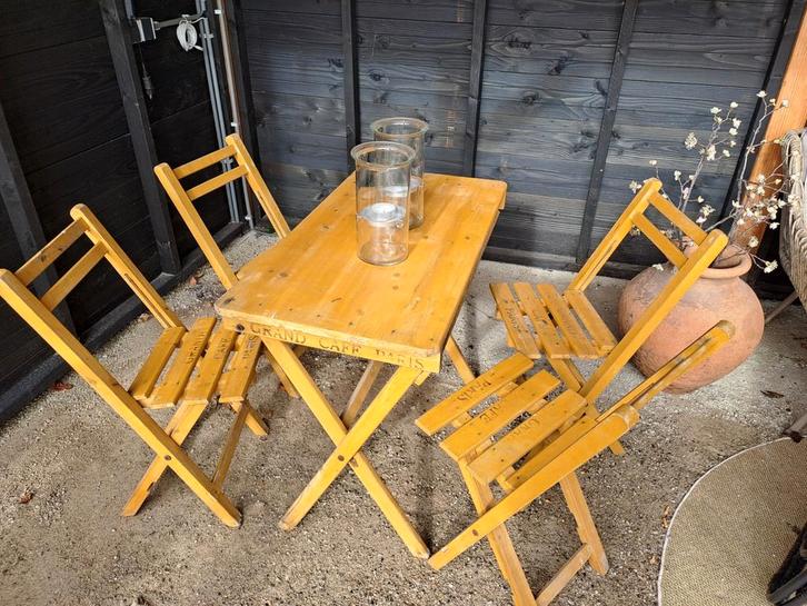 Tuinset Houten bistroset Grand Café Paris, Tuin en Terras, Tuinsets en Loungesets, Gebruikt, Tuinset, Hout, 4 zitplaatsen, Eettafel