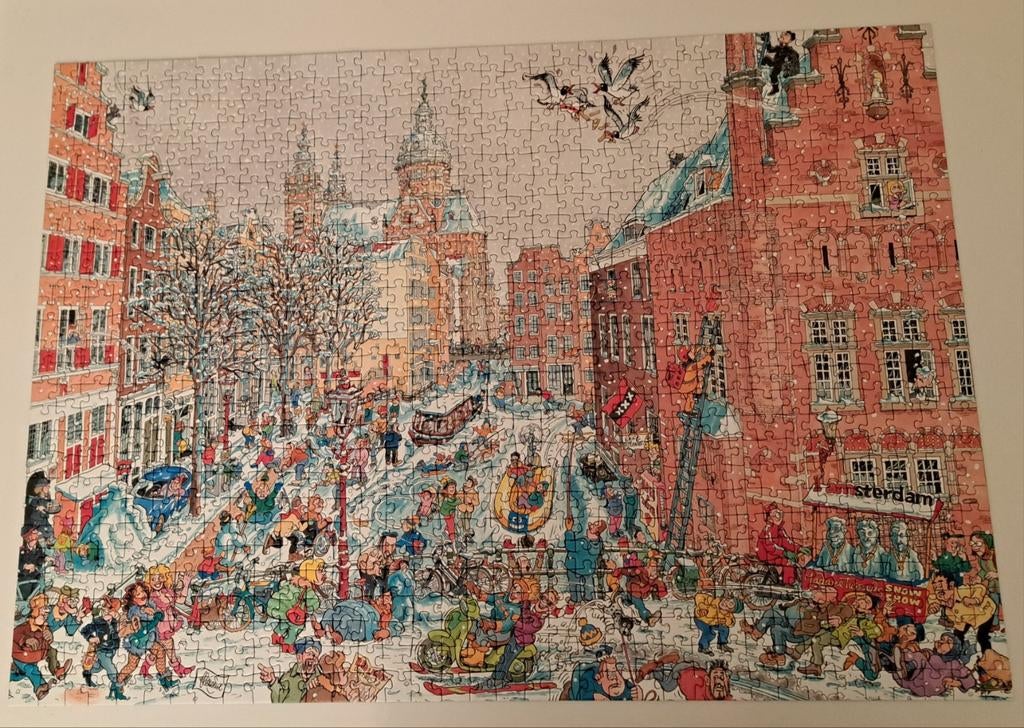 Ravensburger puzzel Amsterdam, winter, 1000 stukjes, Ophalen of Verzenden, 500 t/m 1500 stukjes, Zo goed als nieuw