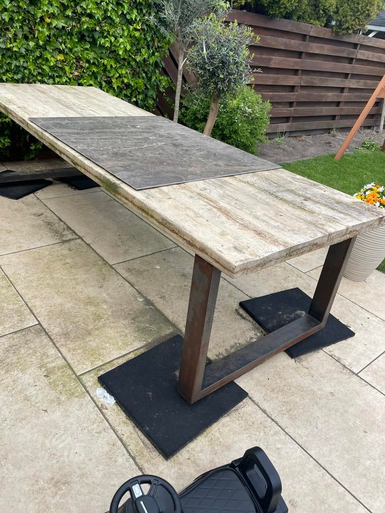 Houten tafel 3 meter! Opknapper, Tuin en Terras, Tuintafels, Gebruikt, Rechthoekig, Hout, Ophalen