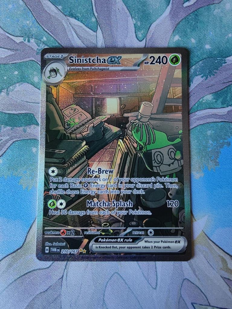 Pokemon twilight masquerade sinistcha ex illustration 210, Ophalen of Verzenden, Nieuw, Losse kaart, Foil