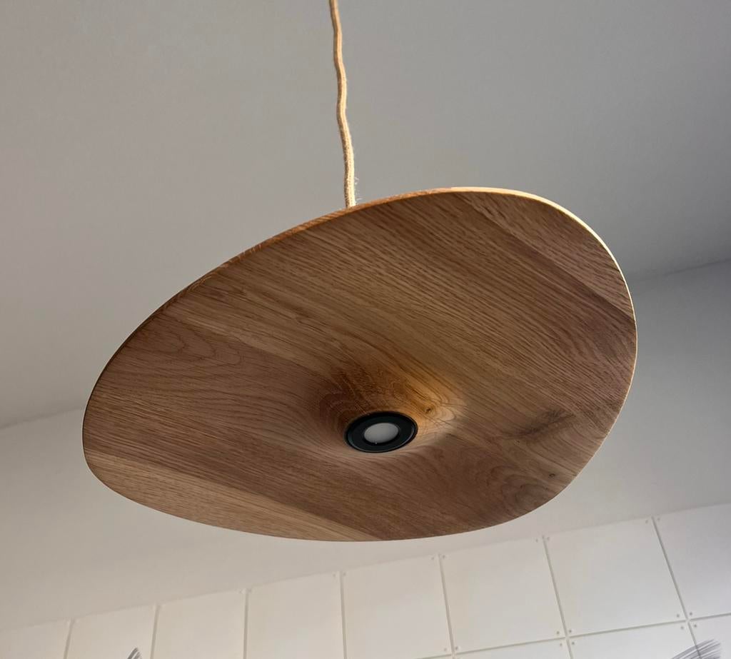 Hanglamp Handgedraaide Eiken hanglamp LED 3w Dimbaar - 32cm, Huis en Inrichting, Lampen | Hanglampen, Ophalen of Verzenden, Nieuw