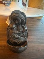 Antiek Mariabeeld met kind - Bronzen wijwaterbakje, Ophalen of Verzenden