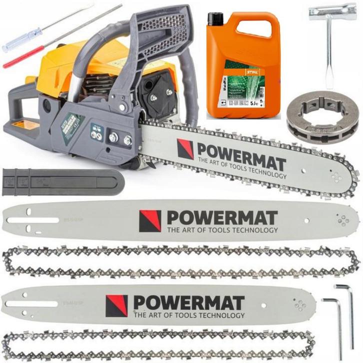 Powermat Kettingzaag Benzine Motorzaag 6.0 PK. Veel Extra's., Tuin en Terras, Hand-tuingereedschap, Nieuw, Ophalen of Verzenden