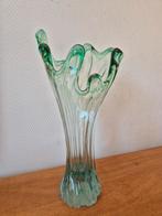 Murano stijl vaas, groen glas, 31 cm hoog, Ophalen of Verzenden
