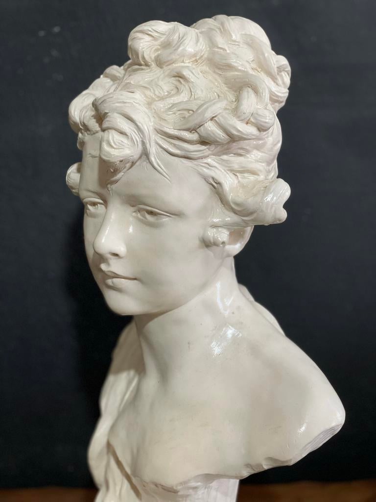 Elegante Art Nouveau Buste van een Dame, Ophalen, Gips, Handgemaakt, 20 - 50 cm