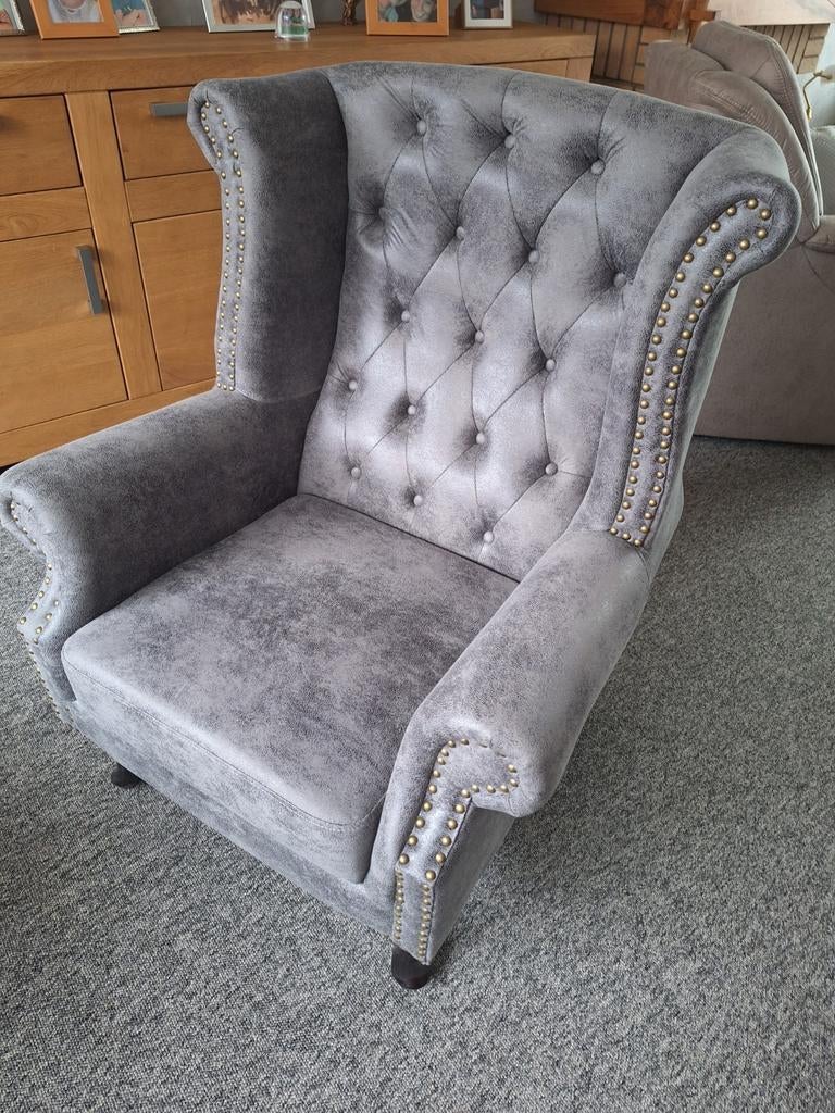 Chesterfield vleugelfautteuil, Ophalen, Vleugelfauteuil, 75 tot 100 cm, Zo goed als nieuw