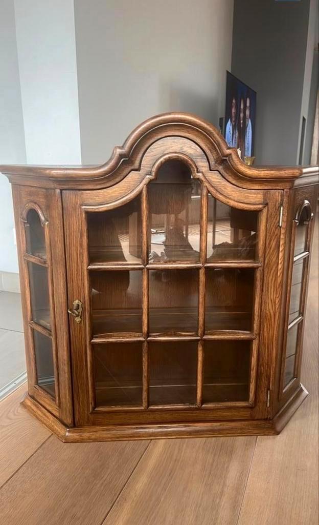Prachtig vitrine kastje van eikenhout, Huis en Inrichting, Kasten | Vitrinekasten, Gebruikt, Minder dan 100 cm, 50 tot 100 cm