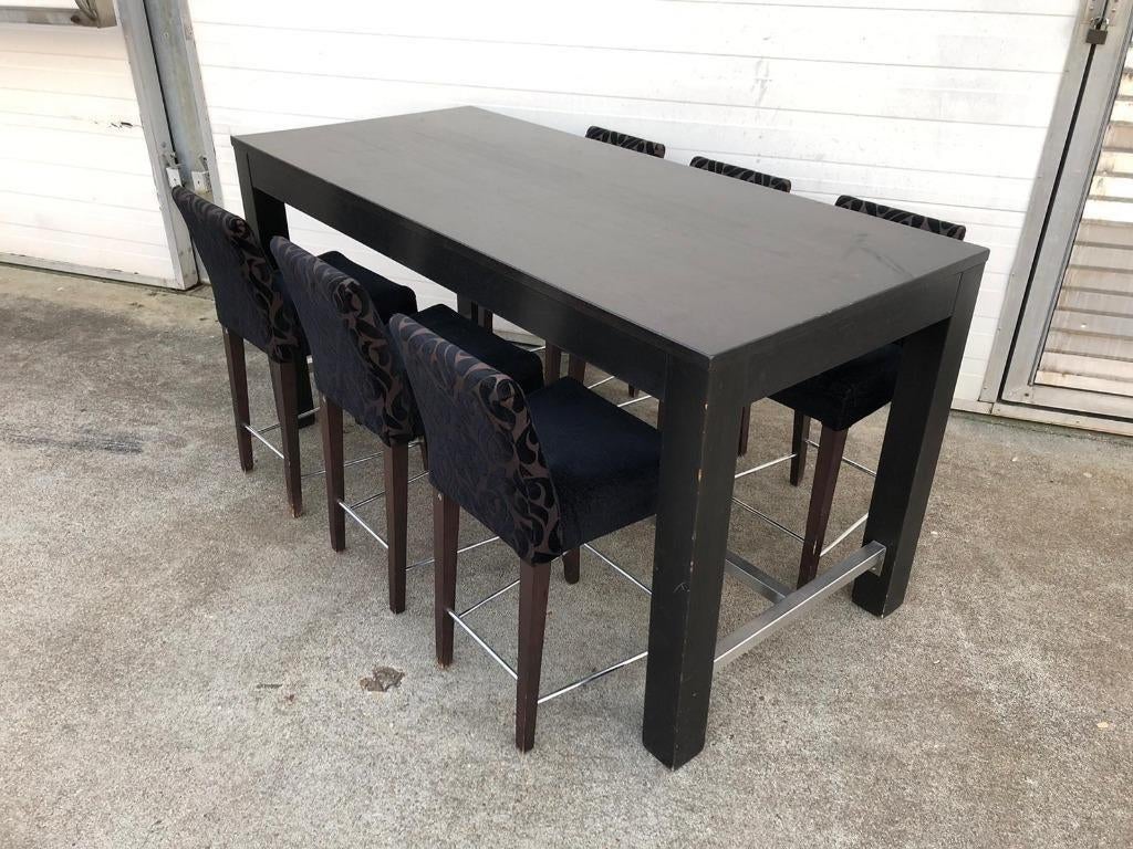 mooie horeca sta tafel set met krukken voor bar of mancave, Huis en Inrichting, Barkrukken, Ophalen, 5 krukken of meer, Met voetsteun