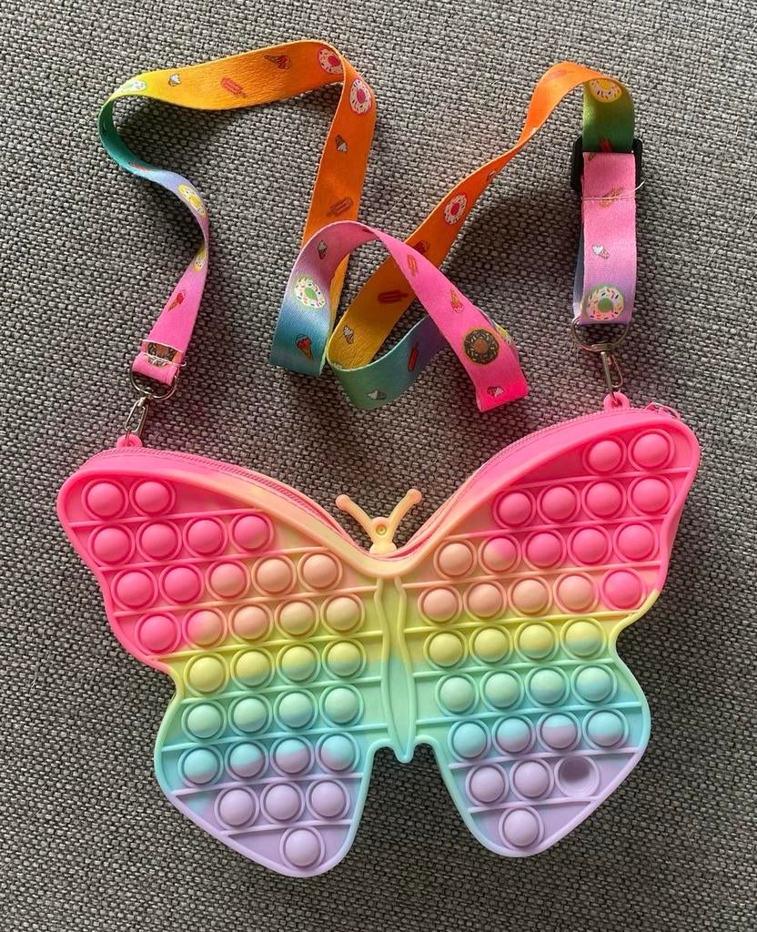 Pop It Vlinder Tasje - Regenboog Kleuren, Sieraden, Tassen en Uiterlijk, Tassen | Schoudertassen, Ophalen of Verzenden, Zo goed als nieuw