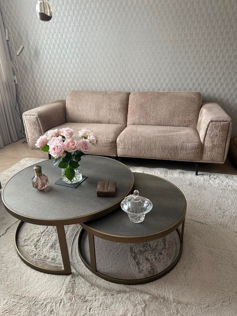 Prachtige 3 zitter met 2 kussens, zgan beige/ terra, Ophalen, Zo goed als nieuw, Stof