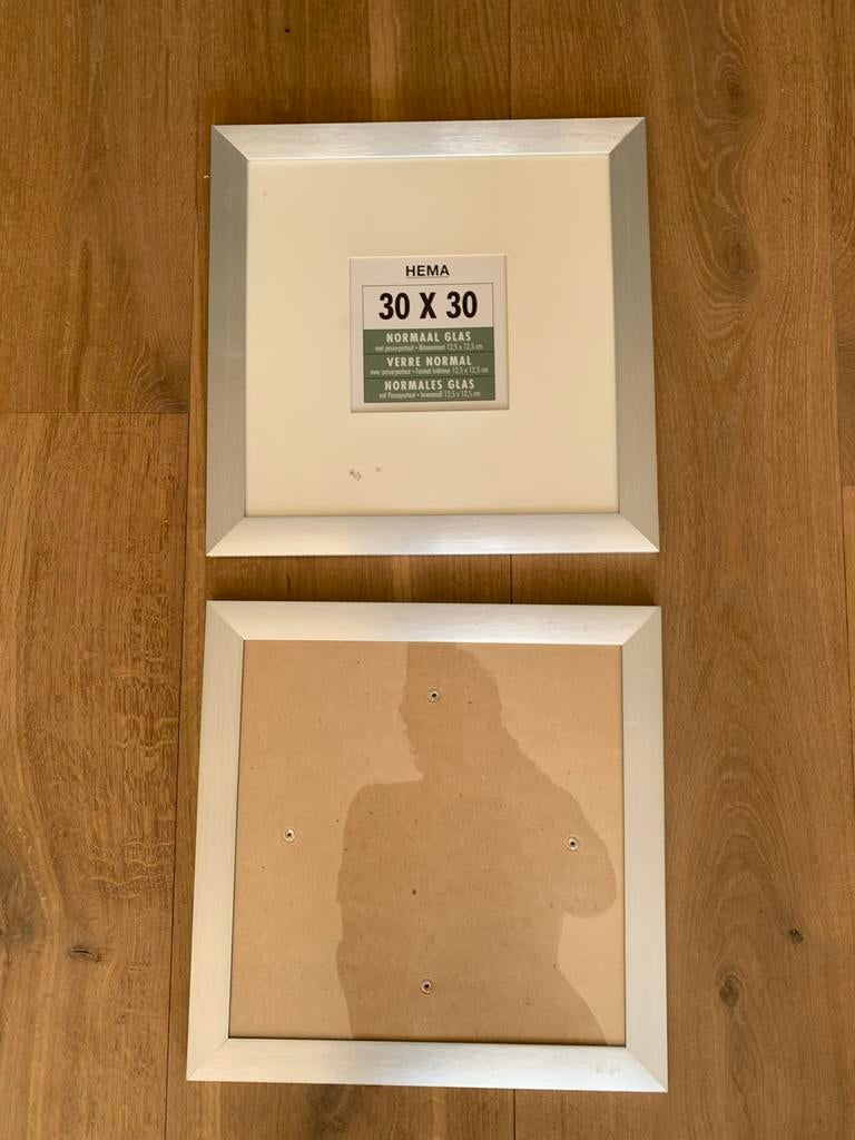 2x Hema fotolijst 30x30 cm zilverkleurig met passe-partout, Ophalen, Zo goed als nieuw