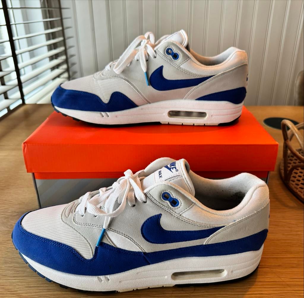 Nike Air Max 1 Royal Blue anniversary editie 45/US11, Kleding | Heren, Schoenen, Blauw, Ophalen of Verzenden, Sneakers of Gympen