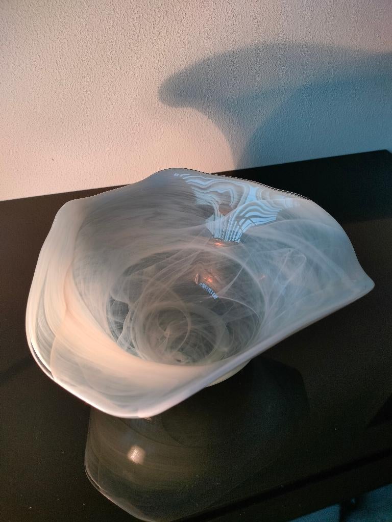 Schaal Glas Schaal Onyx Gemarmerd Fruitschaal 1990, Ophalen of Verzenden