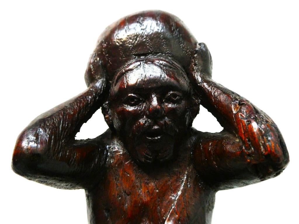 Houtgesneden beeld van Atlas met hemelgewelf, Antiek en Kunst, Ophalen of Verzenden