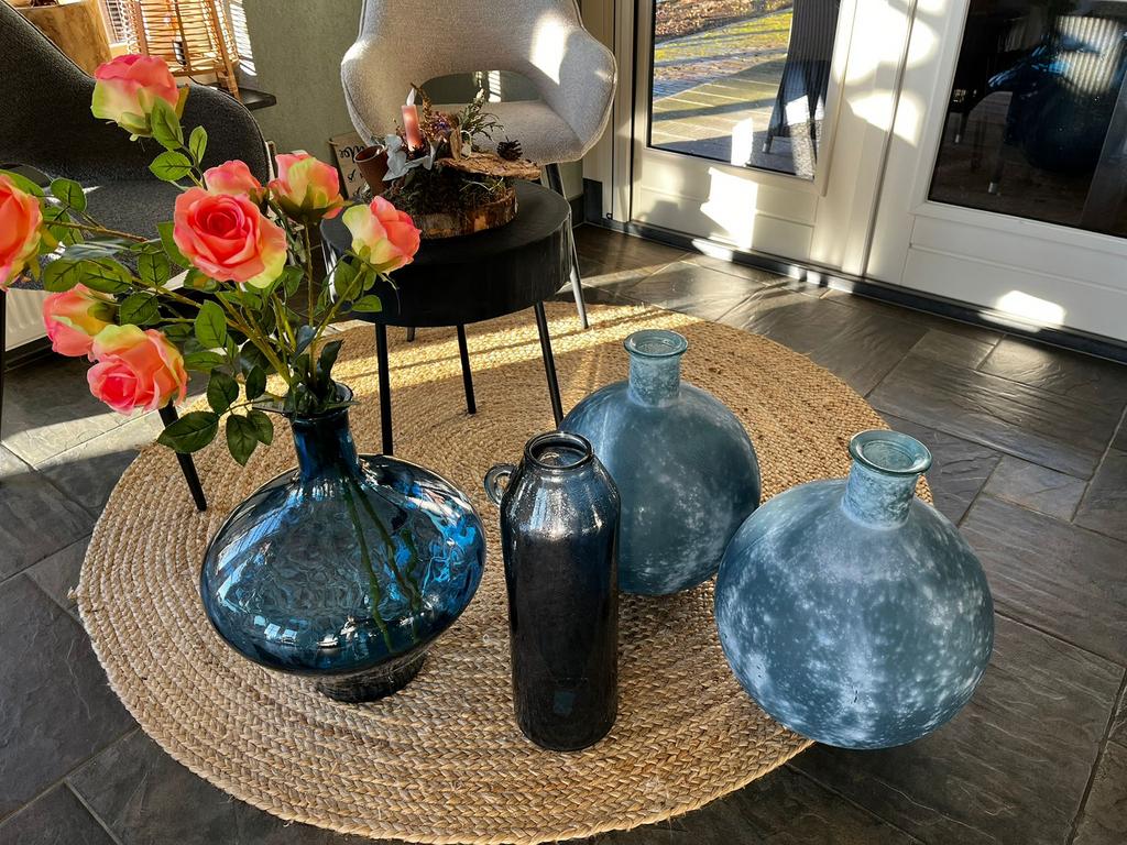 Mica Decorations vazen, Huis en Inrichting, Woonaccessoires | Vazen, Blauw, Ophalen of Verzenden, Minder dan 50 cm, Glas