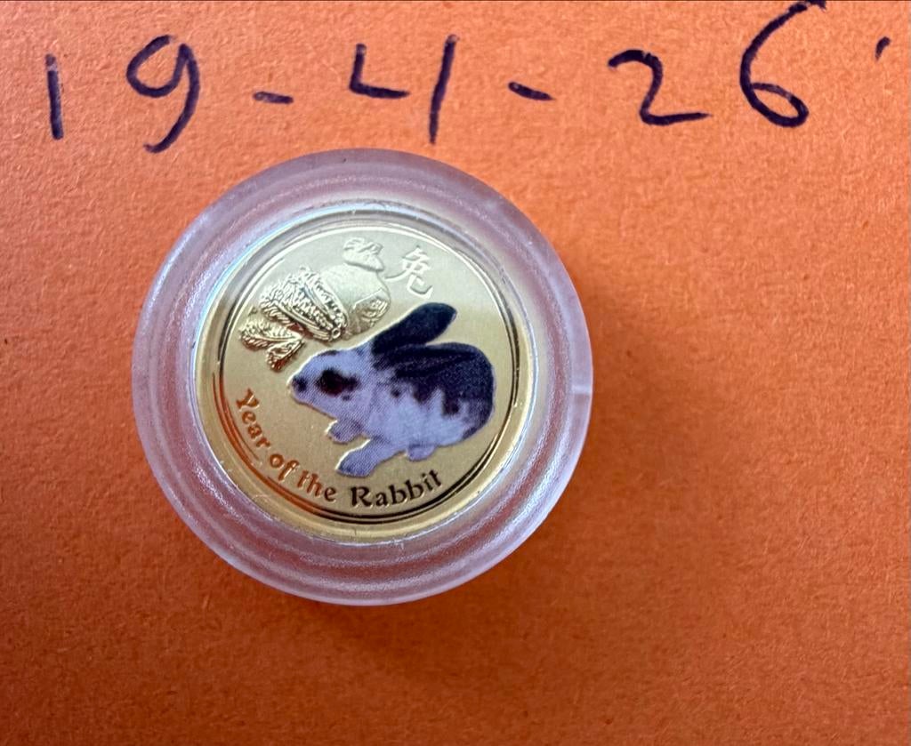 Gouden 1/20 oz Lunar II Jaar van de Haas munt 2011, Ophalen of Verzenden, Goud