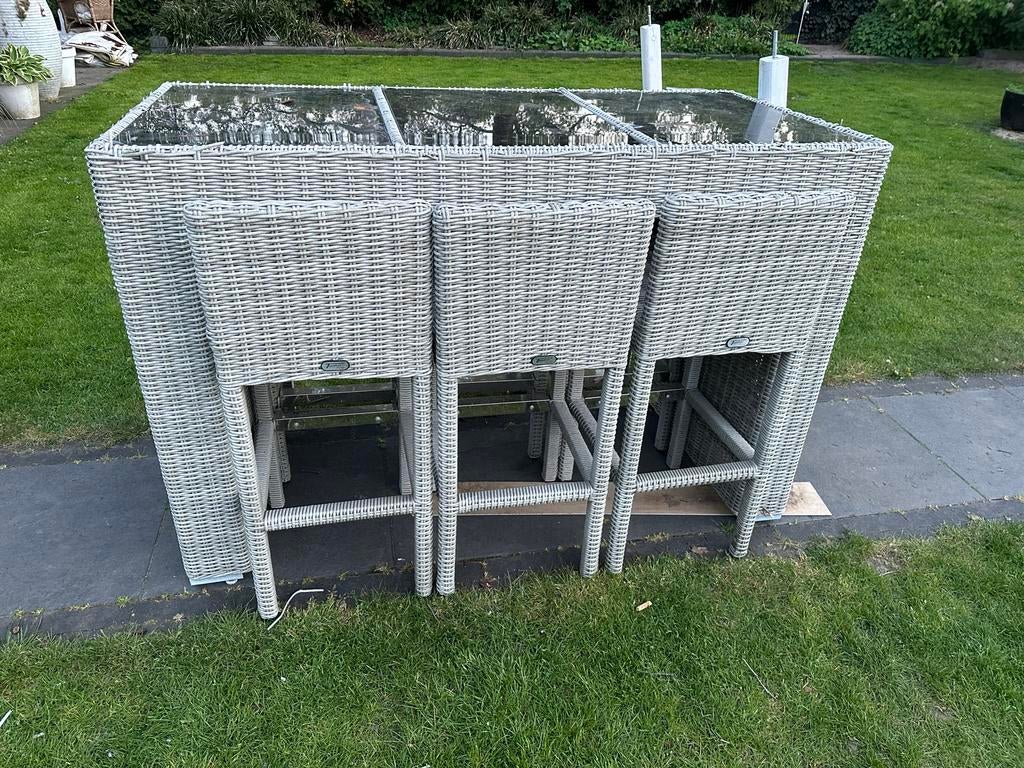 Tuindeco Prestige Wicker Tuinset met 6 bar stoelen, Tuin en Terras, 4 zitplaatsen, Gebruikt, Ophalen of Verzenden, Wicker