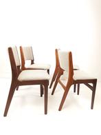 4 Deense teak houten Erik Buch stoelen nieuw bekleed wol, -, Nieuw, Ophalen of Verzenden, Vijf, Zes of meer stoelen