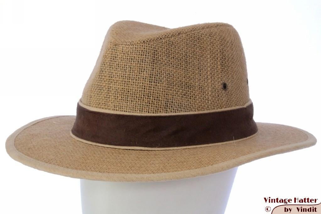 gleufhoed Outdoor hoed Hawkins beige jute 57 en 58 nieuw, Hoed, Nieuw, Ophalen of Verzenden, 57 cm (M, 7⅛ inch) of minder