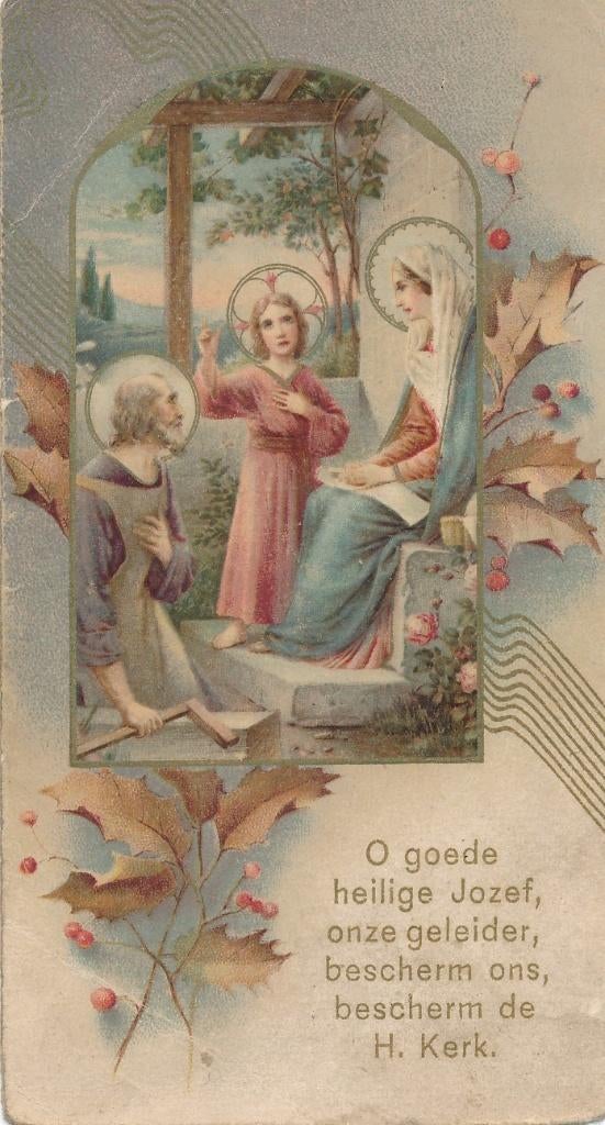 Mooi oud devotieprentje van de H. Familie 1907, Ophalen of Verzenden, Zo goed als nieuw, Kaart of Prent, Christendom | Katholiek