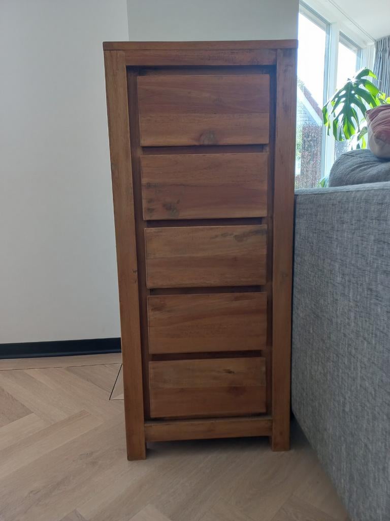 Houten ladekast met 5 lades, Huis en Inrichting, Kasten | Ladekasten, 5 laden of meer, Ophalen, 25 tot 50 cm, Minder dan 100 cm