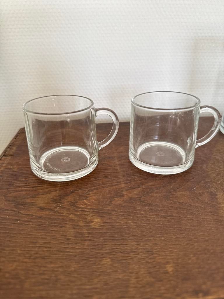 2 vintage thee koffie glazen Douwe Egberts uit de jaren ’70., Ophalen, Gebruikt