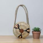 Vintage Tas One Size Bruin Zwart Riet Rotan Gevlochten Rond, Overige merken, Bruin, Vintage, C