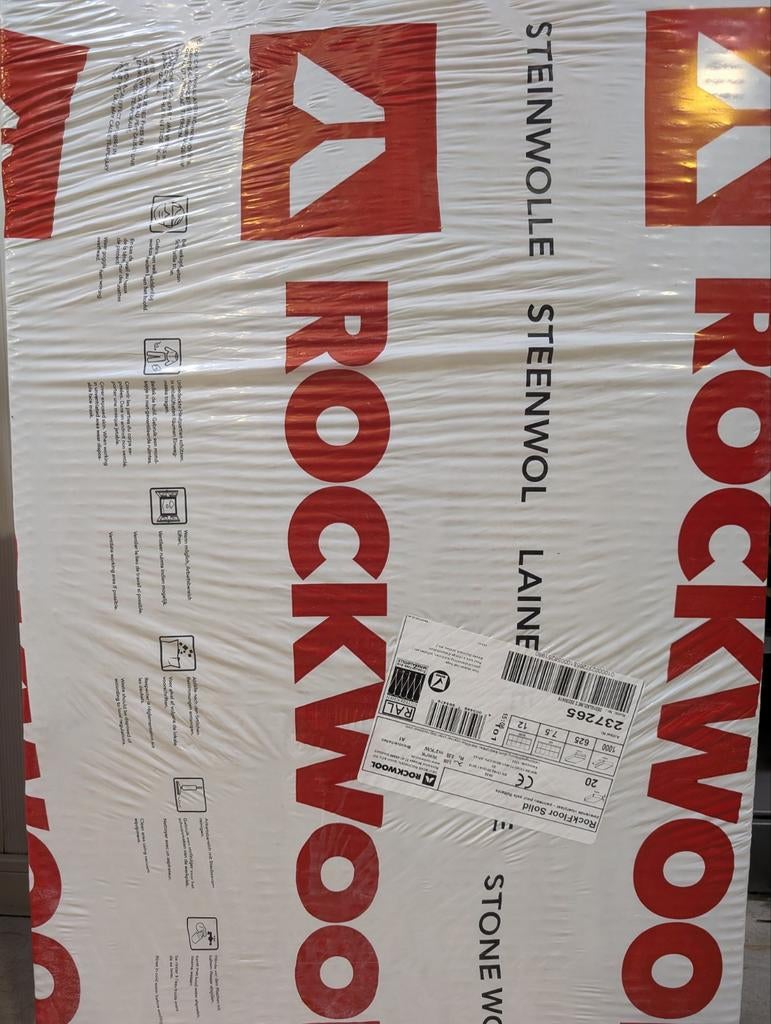 Rockwool rockfloor solid 20mm, Doe-het-zelf en Verbouw, Isolatie en Afdichting, Ophalen, Nieuw, Steenwol