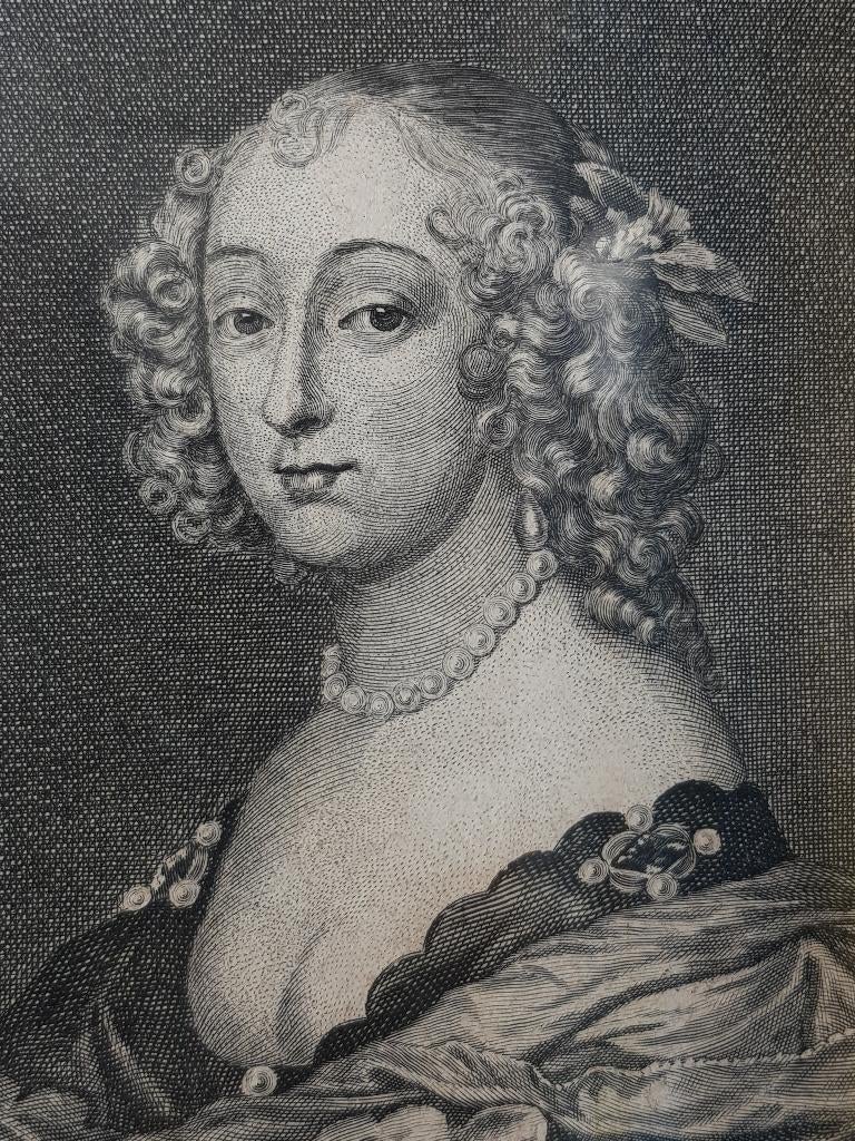 Prachtige antieke ingelijste gravure uit Frankrijk 43,2 cm., Antiek en Kunst, Ingelijst, 1800 - 1899, Portret, Ophalen of Verzenden