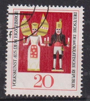 DDR 1967 Volkskunst Ertsgebergte kerstmis Poppen, Verzenden, Gestempeld, Overige thema's