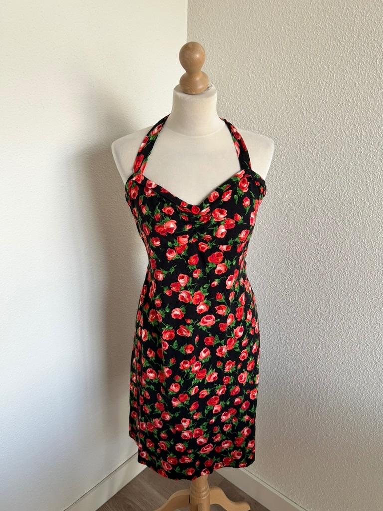 King Louie maat L rozen zomer halter jurk 3166, Maat 42/44 (L), Ophalen of Verzenden, Zo goed als nieuw, Knielengte