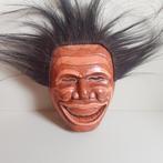 Houten masker uit Bali met echt haar, Ophalen of Verzenden