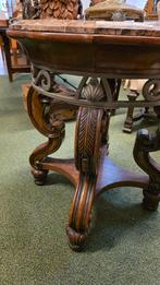 Antieke houten bijzettafel met marmeren blad, Ophalen