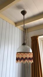 Fraaie jugendstil hanglamp geetst glas en kralen, Ophalen of Verzenden