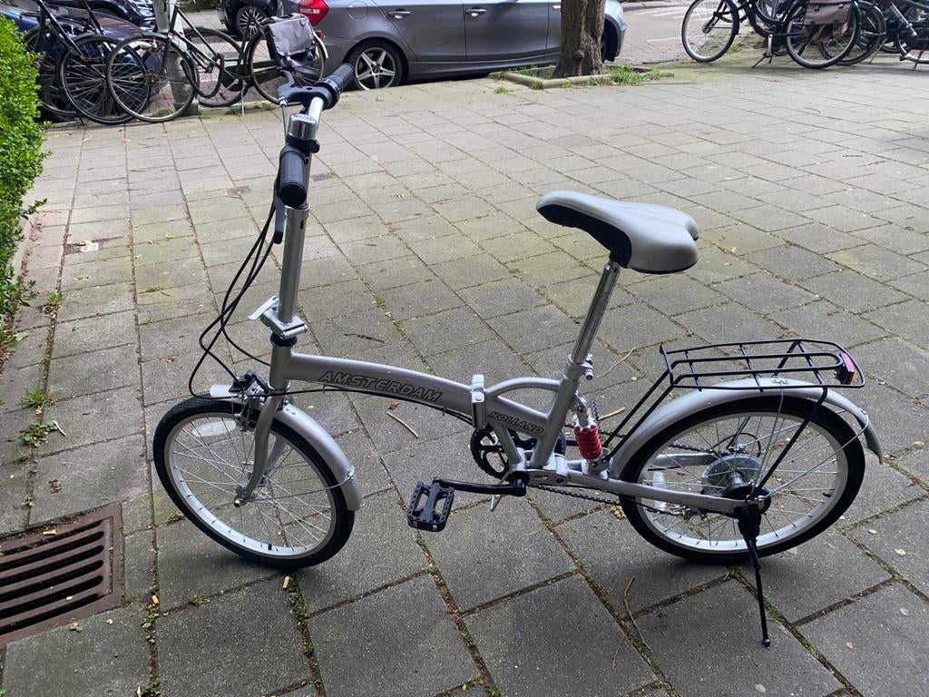 Opvouwbare fiets 'Amsterdam Holland' - Zilver, Fietsen en Brommers, Fietsen | Vouwfietsen, 20 inch of meer, Zo goed als nieuw