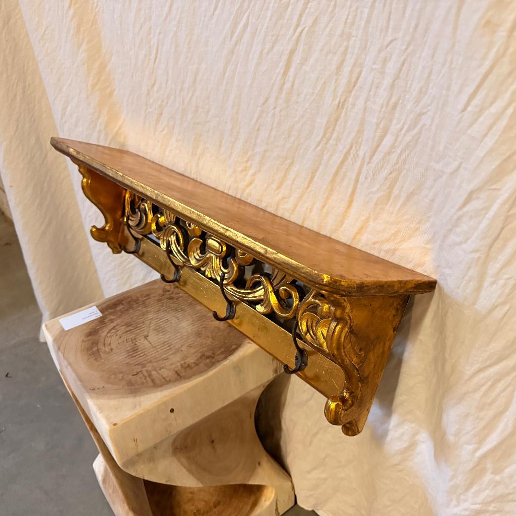 Brocante houten kapstok  - 75 cm – goud - bij TTM Wonen, Huis en Inrichting, Woonaccessoires | Kapstokken, Wandkapstok, TTM Wonen, Meubels – (Perzische) Tapijten en Woonaccessoires