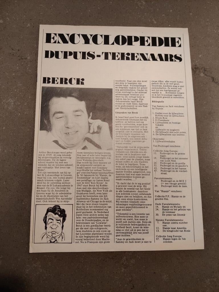 Encyclopedie Dupuis-tekenaars, Eén stripboek, Ophalen of Verzenden, Gelezen, Diverse Dupuis-tekenaars