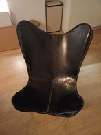 Zwarte leren vlinderstoel, Huis en Inrichting, Stoelen, Ophalen, Gebruikt, Zwart, Eén